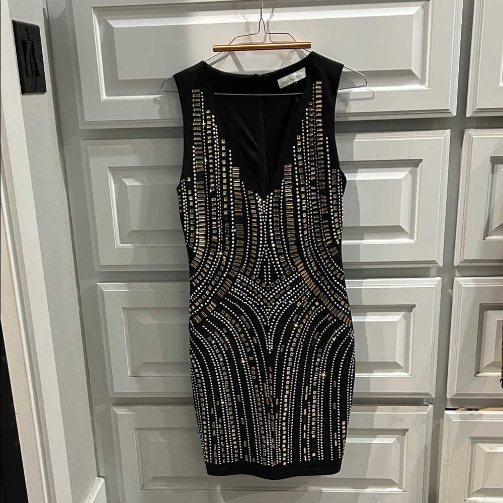 Chic Black and Gold Mini Dress
